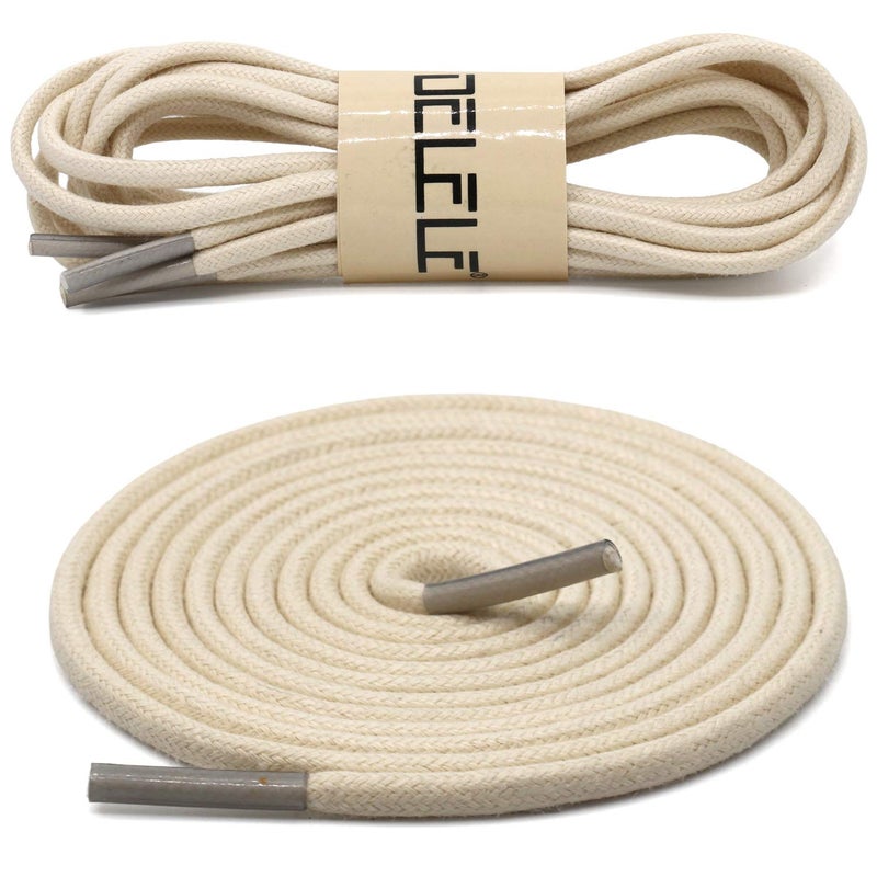 DELELE 2 Pair 39 inch Beige Round Waxed Oxford Shoe Laces for Dress Shoes and Boots - Image 2